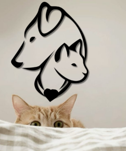 Metal Cat-Dog Decor, Minimalist Line Art, Home Wall Art Metal Animal Wall Decoration, Interior Cat-Dog Design Cat Dog Owner gift, Simple Style