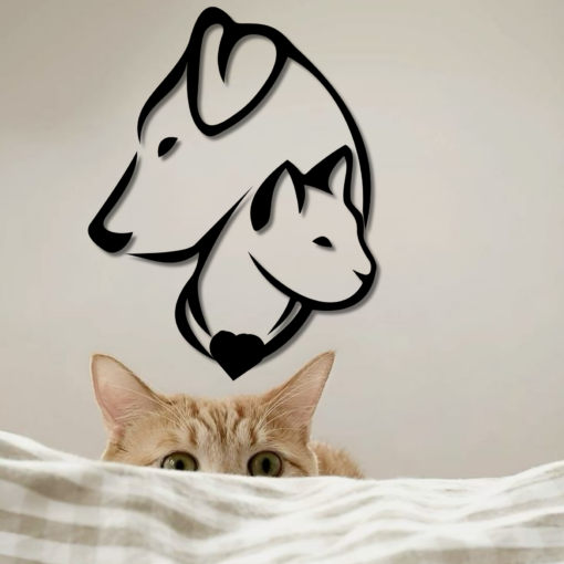 Metal Cat-Dog Decor, Minimalist Line Art, Home Wall Art Metal Animal Wall Decoration, Interior Cat-Dog Design Cat Dog Owner gift, Simple Style
