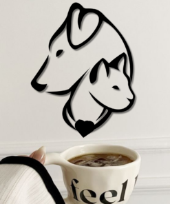 Metal Cat-Dog Decor, Minimalist Line Art, Home Wall Art Metal Animal Wall Decoration, Interior Cat-Dog Design Cat Dog Owner gift, Simple Style