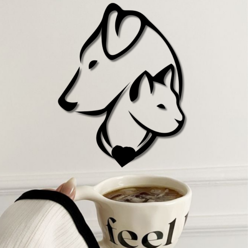 Metal Cat-Dog Decor, Minimalist Line Art, Home Wall Art Metal Animal Wall Decoration, Interior Cat-Dog Design Cat Dog Owner gift, Simple Style