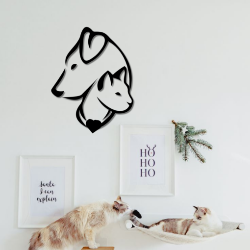 Metal Cat-Dog Decor, Minimalist Line Art, Home Wall Art Metal Animal Wall Decoration, Interior Cat-Dog Design Cat Dog Owner gift, Simple Style