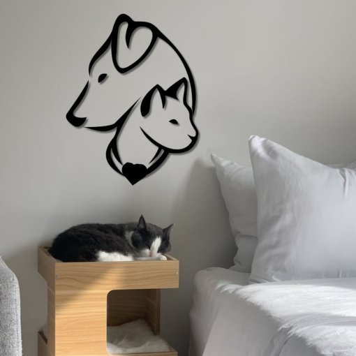 Metal Cat-Dog Decor, Minimalist Line Art, Home Wall Art Metal Animal Wall Decoration, Interior Cat-Dog Design Cat Dog Owner gift, Simple Style